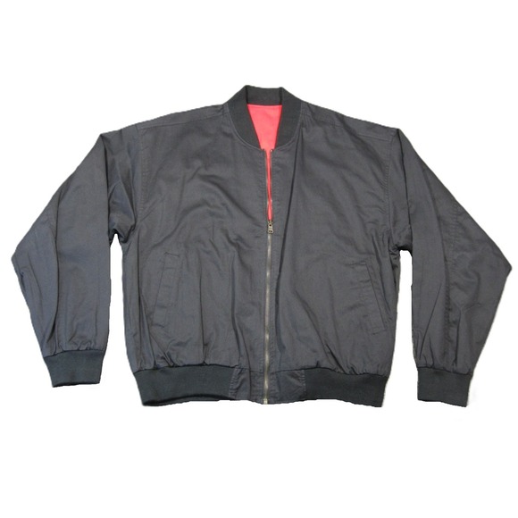 Vtg Marlboro Reversible Bomber Jacket L Black Red Full Zip 90s